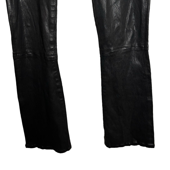 J Brand Lambskin Real Leather Pants Womens 28 Black Flare Bootcut Buttery Club - Picture 5 of 13